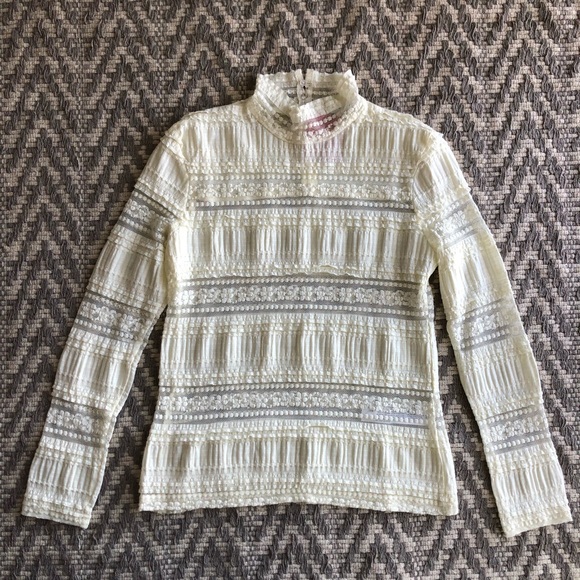 Endless Rose Tops - Endless Rose mock neck textured lace cream top